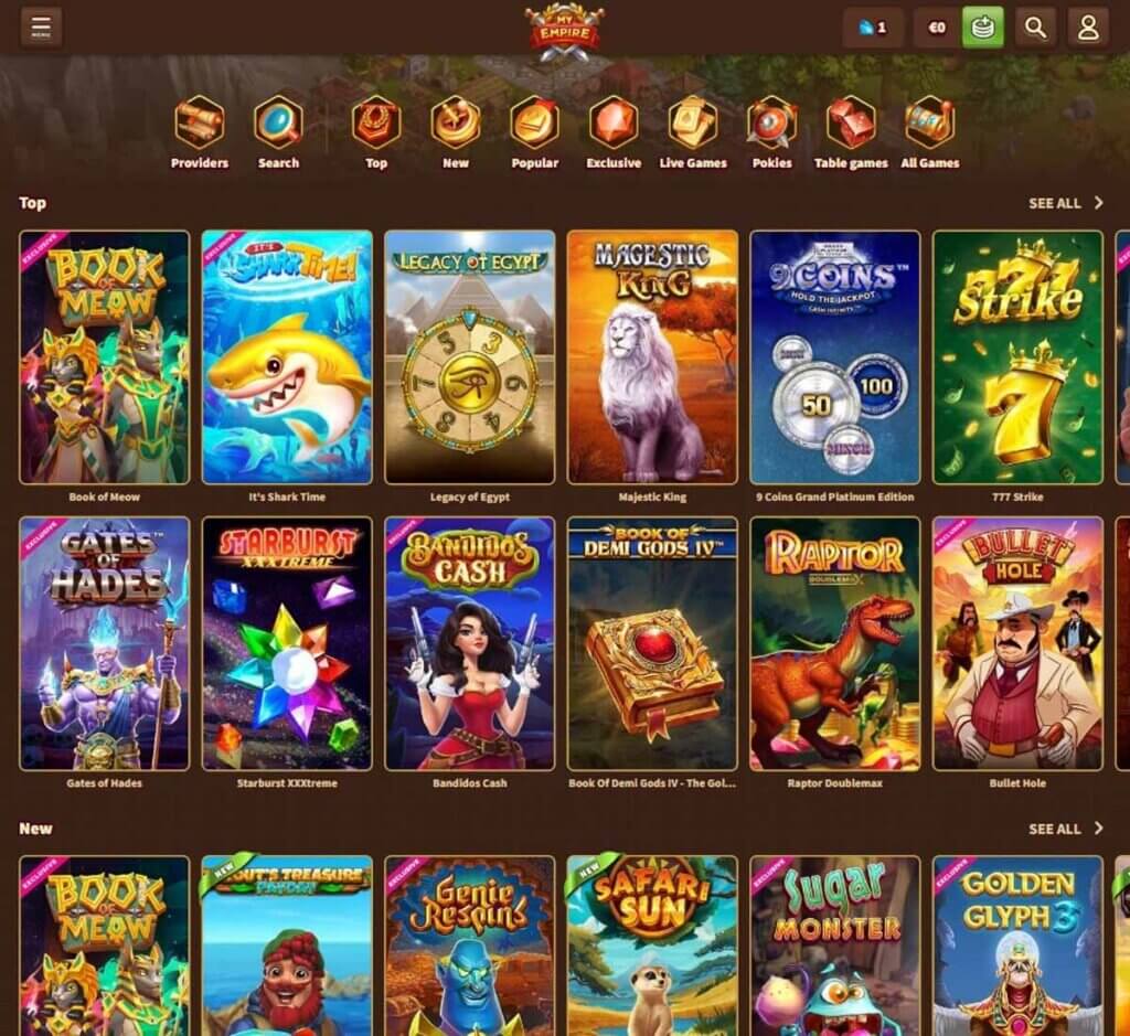 my empire-casino-game-types-desktop-review