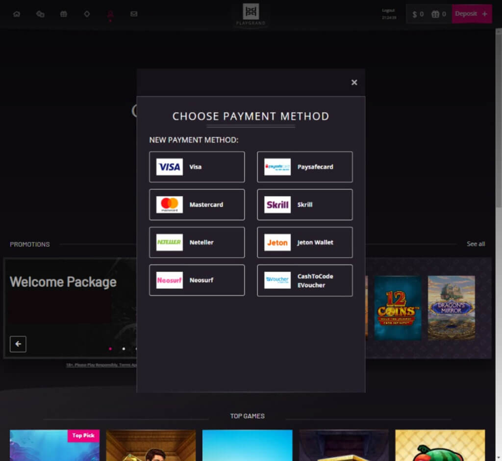 playgrand-casino-banking-methods-review