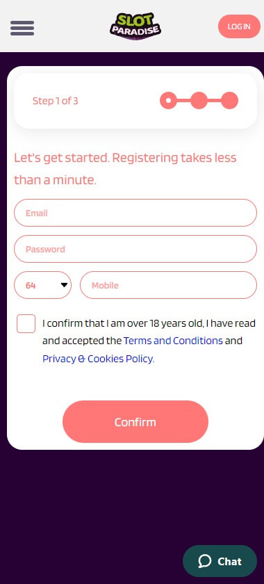 Slot Paradise Casino Registration Process Image 1