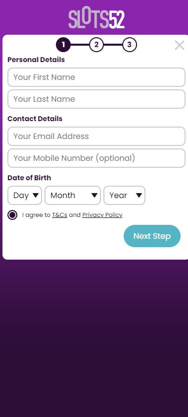 Slots52 Casino Registration Process Image 1