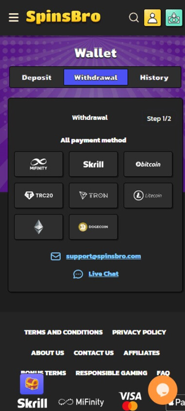 spinsbro-casino-withdrawal-methods-mobile-review