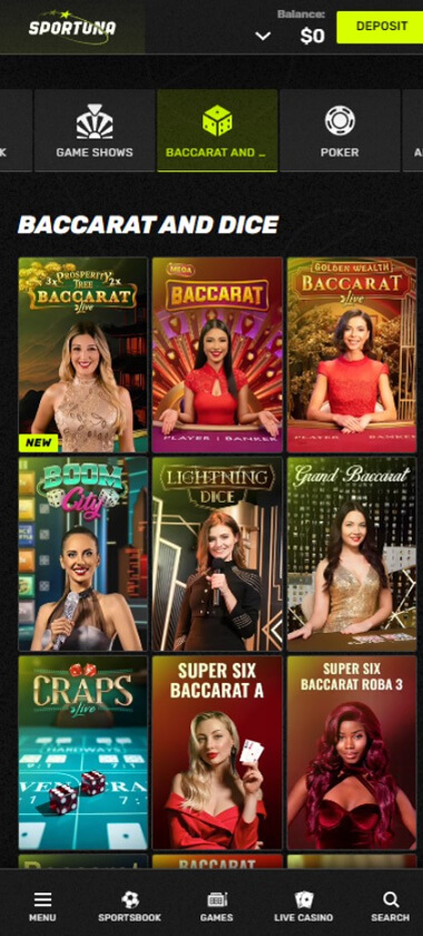 sportuna-casino-live-dealer-baccarat-games-mobile-review