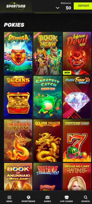 sportuna-casino-pokies-variety-mobile-review