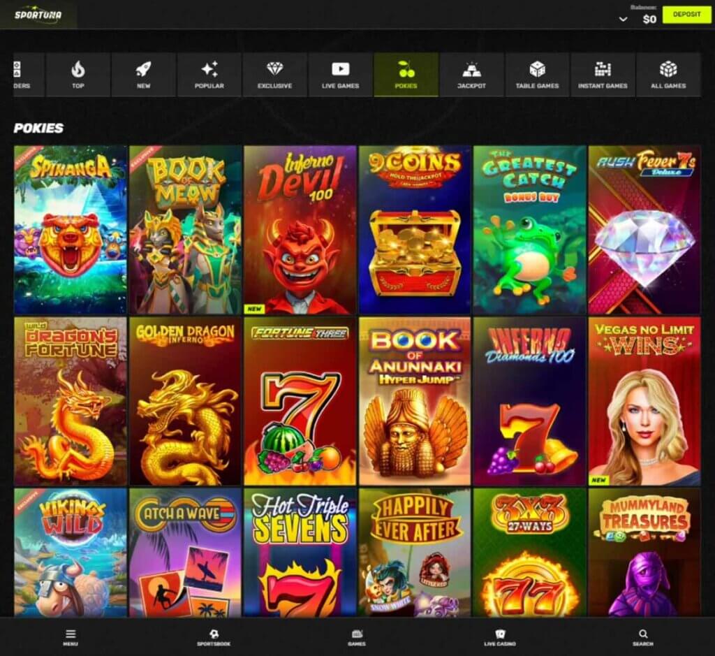 sportuna-casino-pokies-variety-review