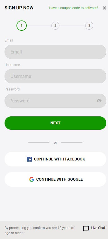 ZodiacBet Casino Registration Process Image 1